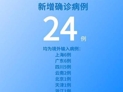 國家衛(wèi)健委：6月24日新增新冠肺炎確診病例24例均為境外輸入病例