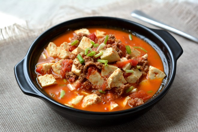 肉末番茄豆腐的做法-家常味煮菜譜-易網健康養生網 肉末番茄豆腐的做法-家常味煮菜譜