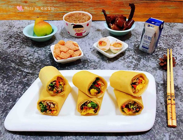 雞蛋時蔬煎餅卷的做法-咸鮮味炒菜譜