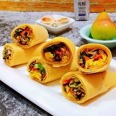 雞蛋時蔬煎餅卷的做法-咸鮮味炒菜譜