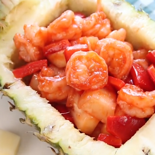 鳳梨蝦球的做法-家常味炒菜譜