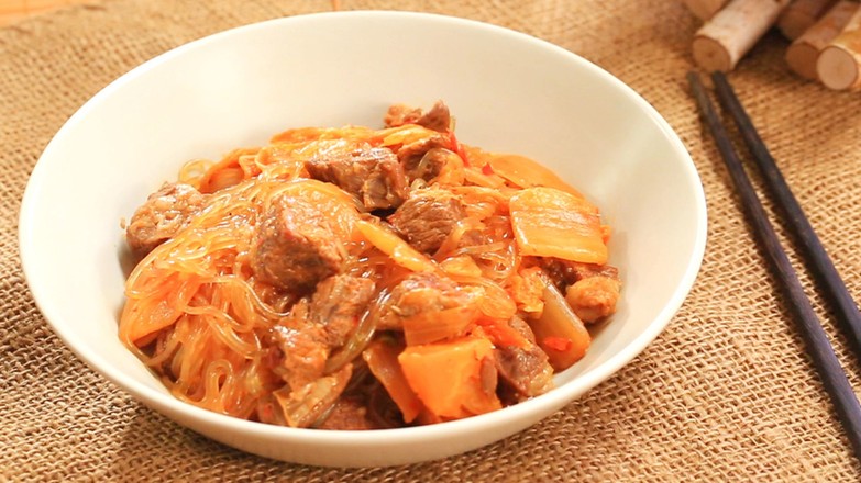 酸菜牛肉燉粉條的做法-家常味燉菜譜