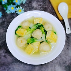 墨魚(yú)丸小油菜豆腐湯的做法-咸鮮味煮菜譜