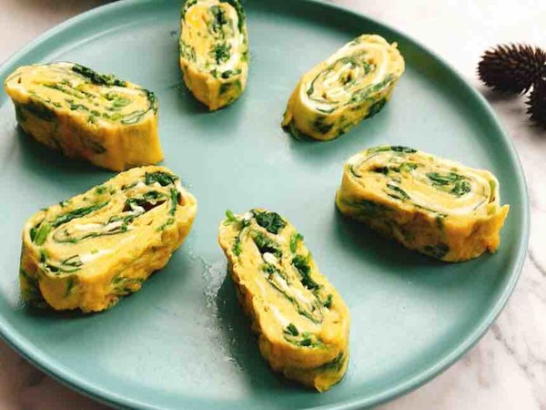 菠菜蛋燒的做法-咸鮮味煎菜譜