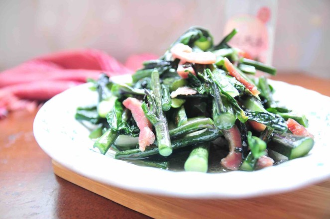 紫菜苔炒咸肉絲的做法-家常味炒菜譜