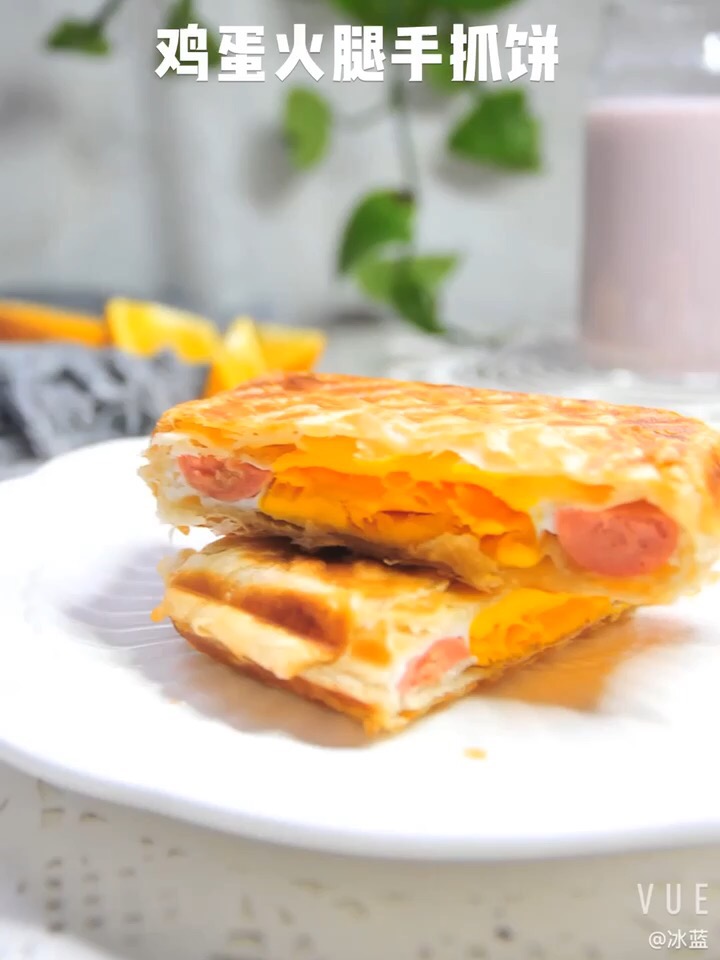 雞蛋火腿手抓餅的做法-家常味烤菜譜
