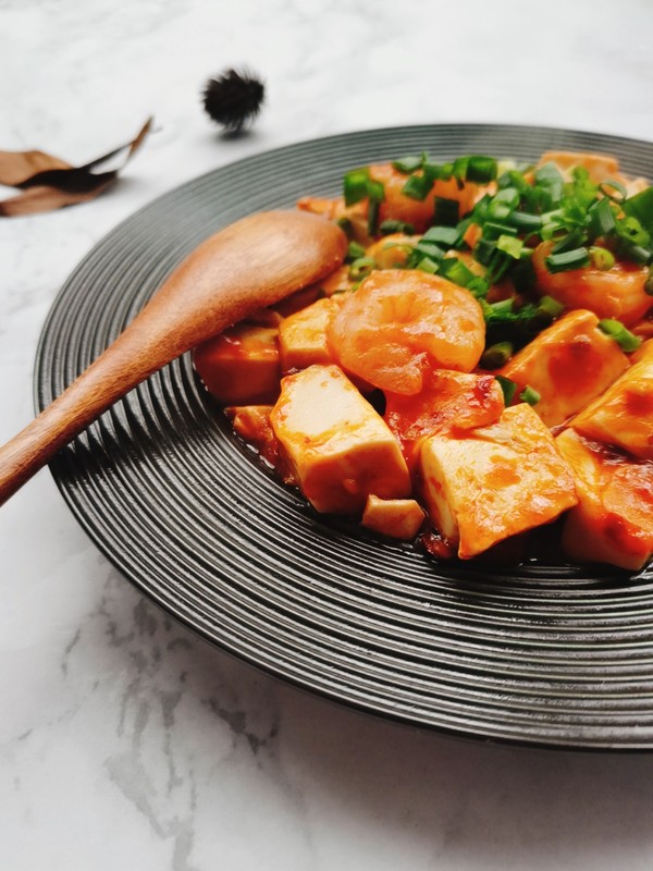 蝦仁豆腐的做法-香辣味燒菜譜