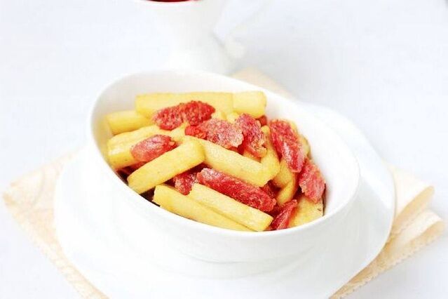 山藥炒香腸的做法-家常味炒菜譜