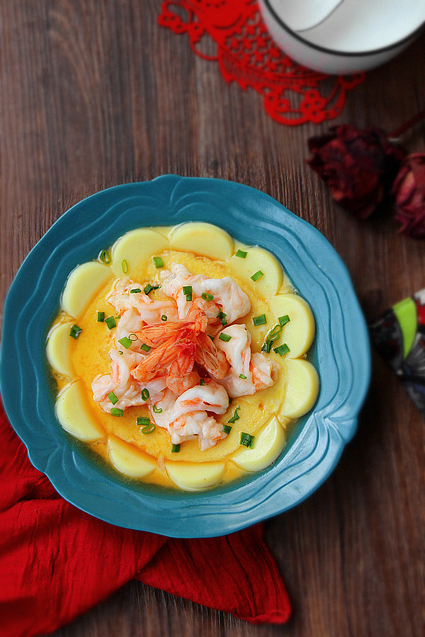 鮮蝦玉子豆腐的做法-咸鮮味蒸菜譜