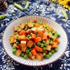 時蔬燴雞蛋干的做法-家常味炒菜譜