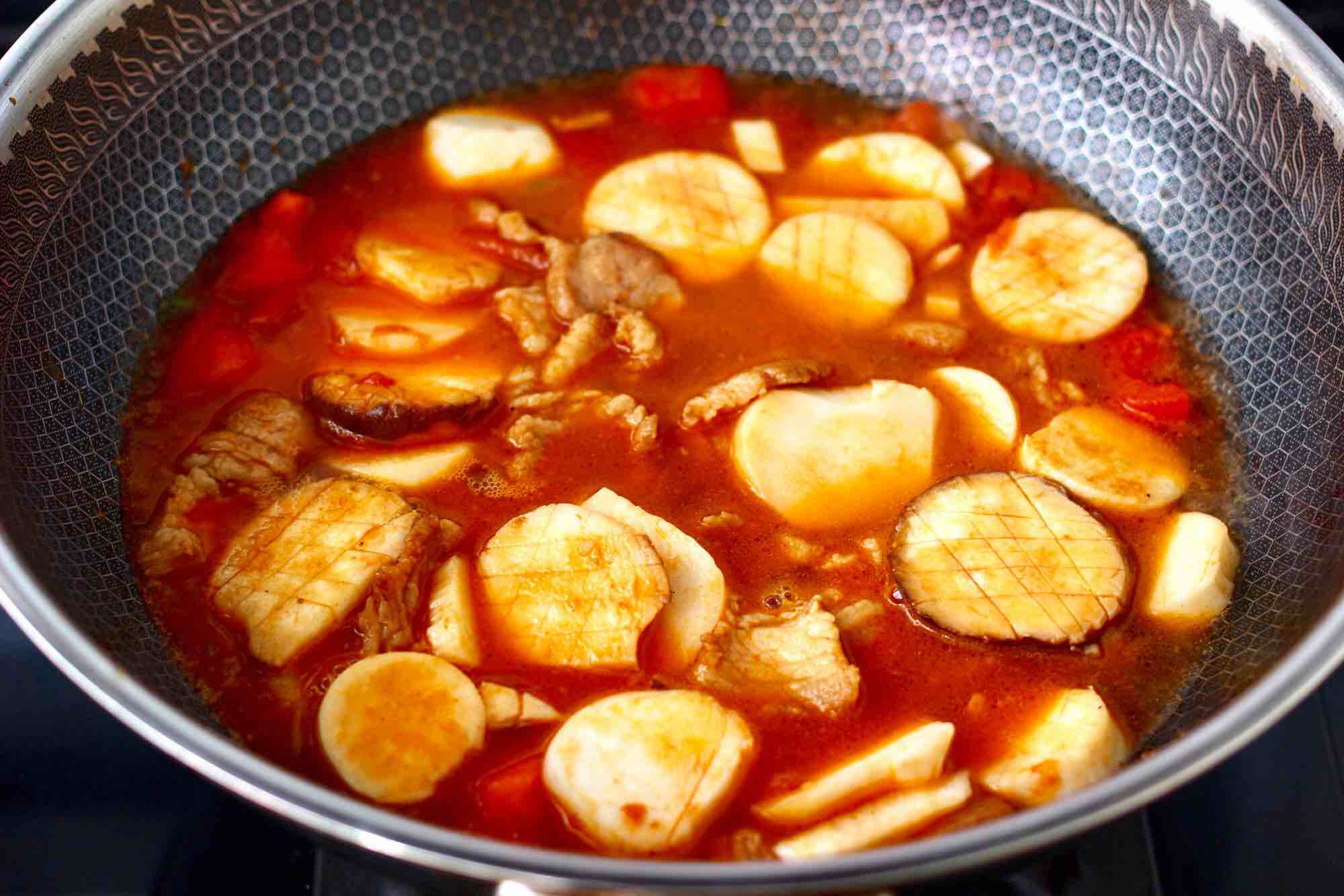 杏鮑菇扇貝花肉煲的做法-家常味燉菜譜