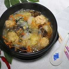 蟲草白菜木耳肉丸粉絲湯的做法-家常味砂鍋菜譜