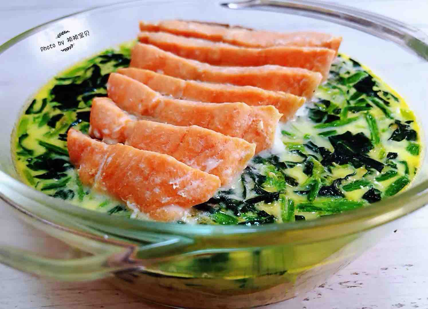 三文魚菠菜蒸蛋羹的做法-家常味蒸菜譜