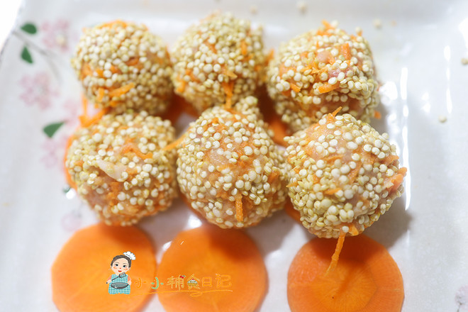 10個月以上輔食胡蘿卜藜麥肉丸的做法-家常味蒸菜譜