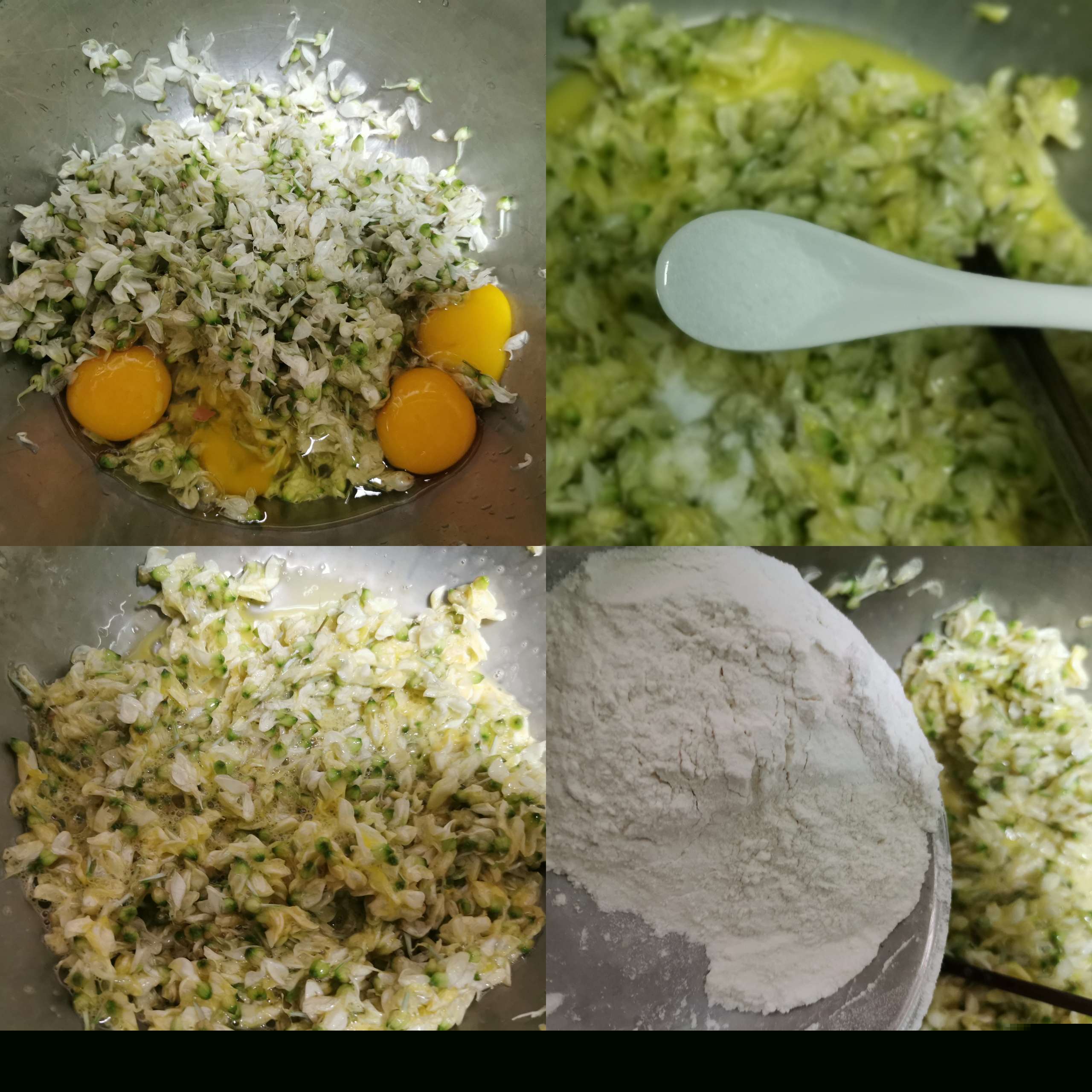 槐花系列之槐花雞蛋餅的做法-咸鮮味煎菜譜