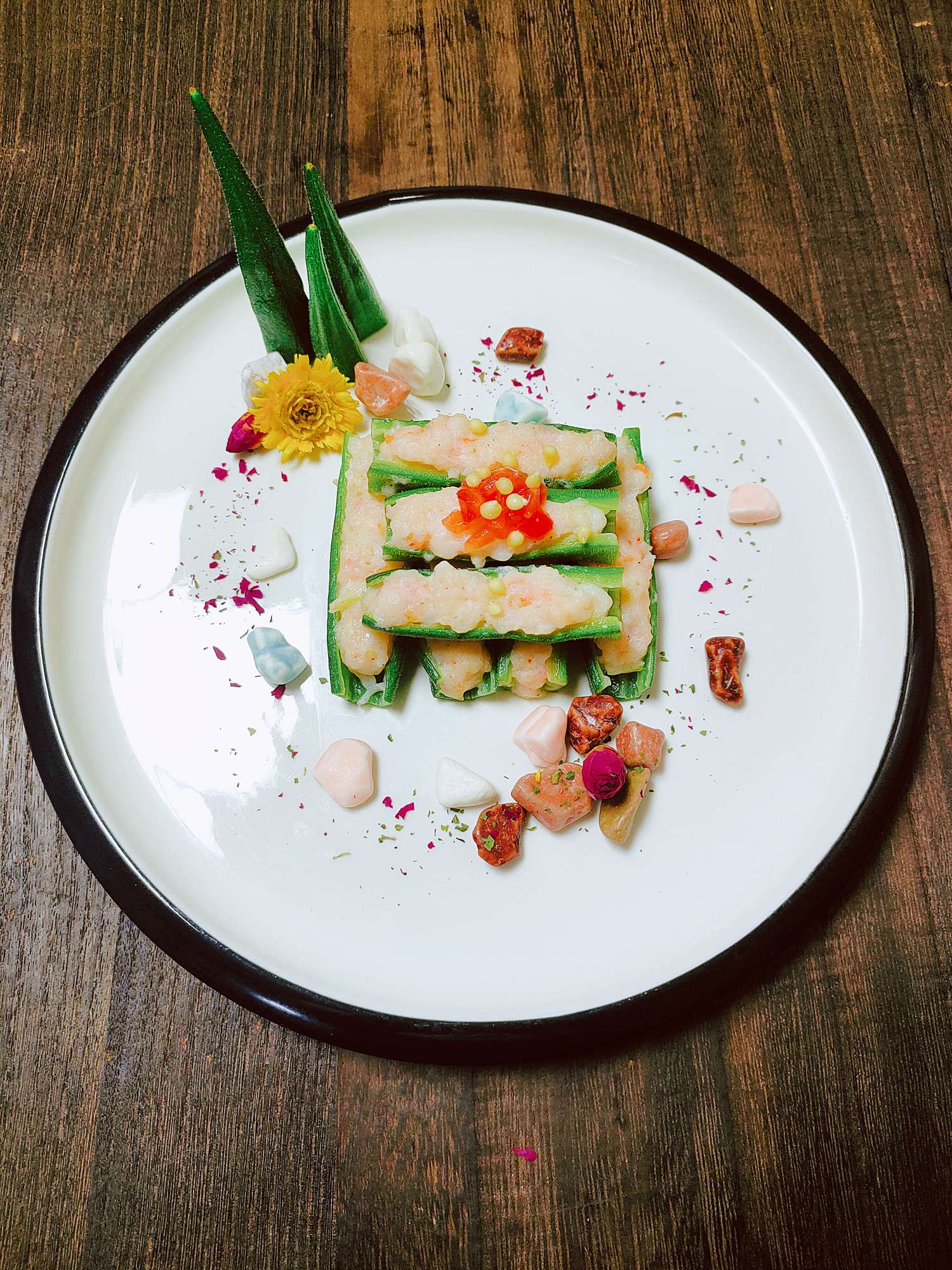 #深夜最饞的美食#百花釀秋葵的做法-咸鮮味蒸菜譜