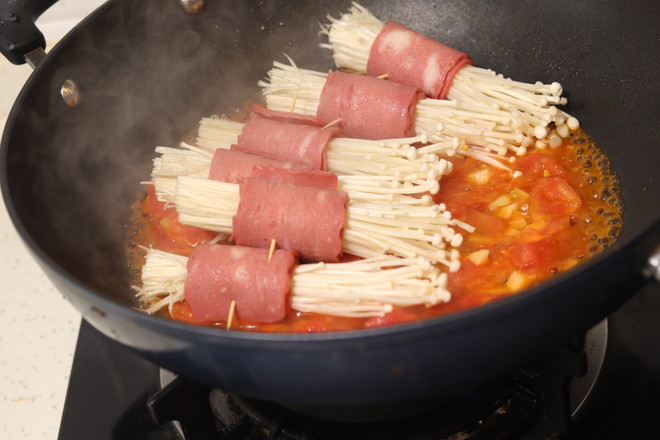 培根金針菇番茄湯的做法-家常味煮菜譜