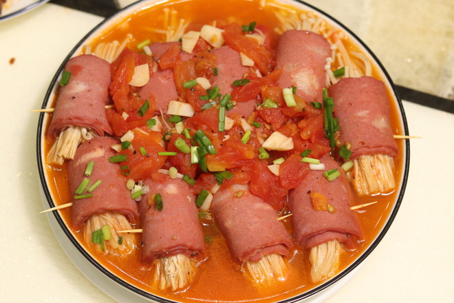 培根金針菇番茄湯的做法-家常味煮菜譜