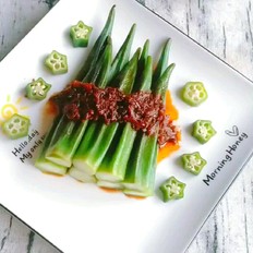 蝦蓉醬拌秋葵的做法-咸鮮味煮菜譜