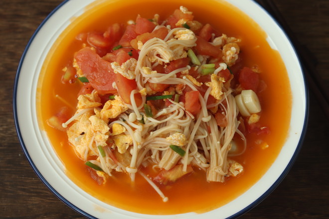 金針菇番茄雞蛋的做法-家常味炒菜譜