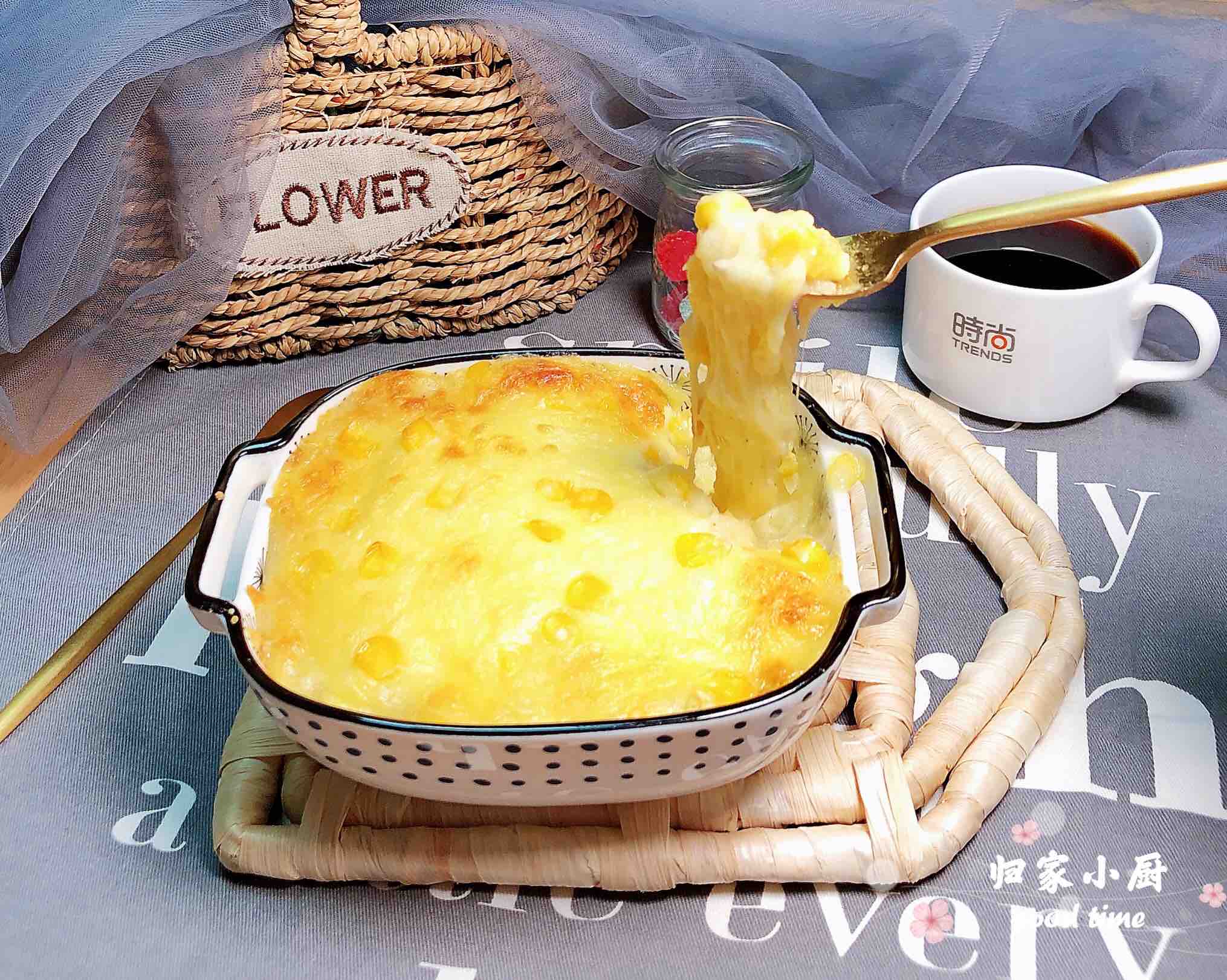 芝士焗玉米土豆泥的做法-黑椒味烤菜譜