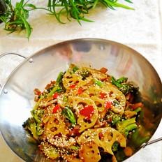 干鍋西蘭花藕片的做法-家常味炒菜譜