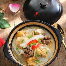 油豆腐牛筋丸蘿卜煲的做法-家常味煲菜譜