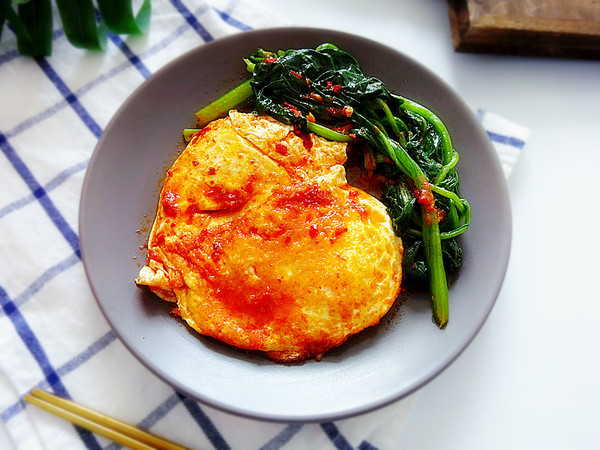 蔬菜煎蛋的做法-咸鮮味煎菜譜