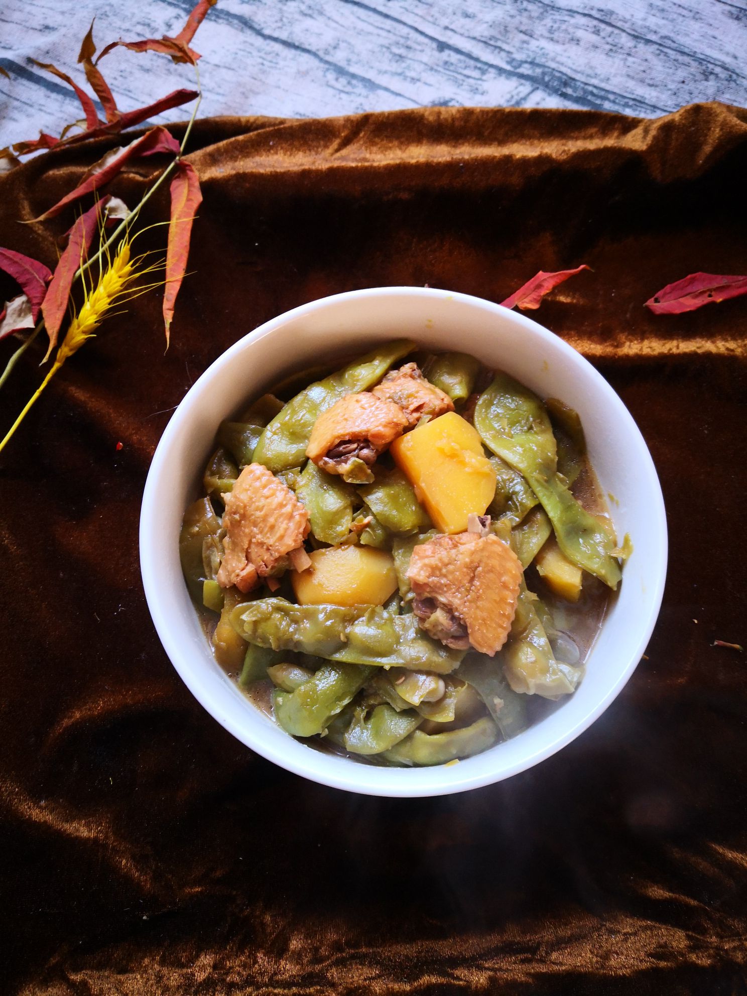 雞翅燉花豆角的做法-家常味燉菜譜