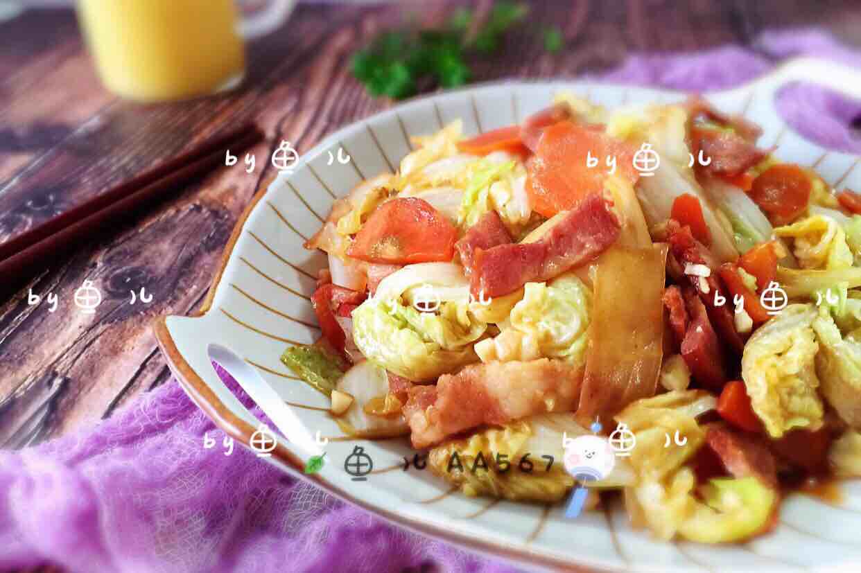 培根炒胡蘿卜白菜的做法-家常味炒菜譜