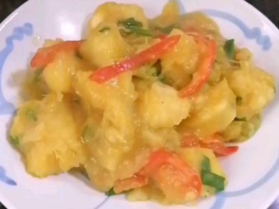 家鄉的味道~咖喱炒木薯的做法-咖喱味炒菜譜